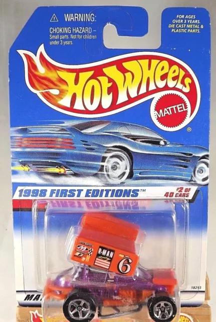 1998 Hot Wheels #640 First Editions 2/40 SLIDEOUT Purple/Orange w/5 Spoke Wheel