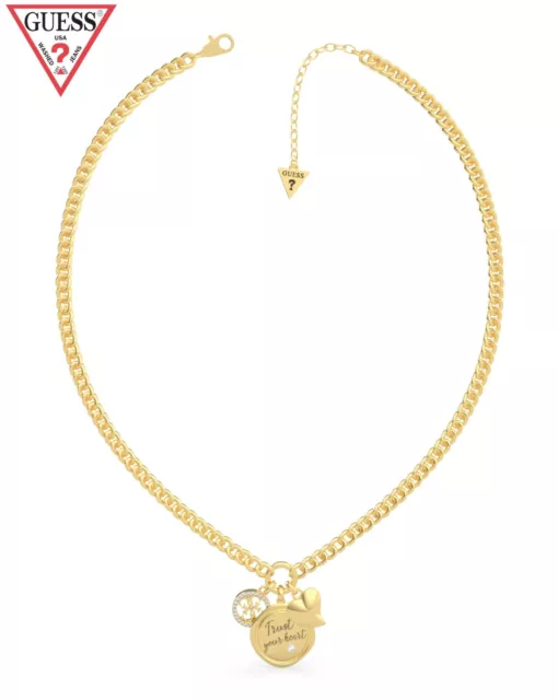 GUESS TRUST YOUR HEART Charm Damenkette Goldfarben, Kette Halskette Necklace