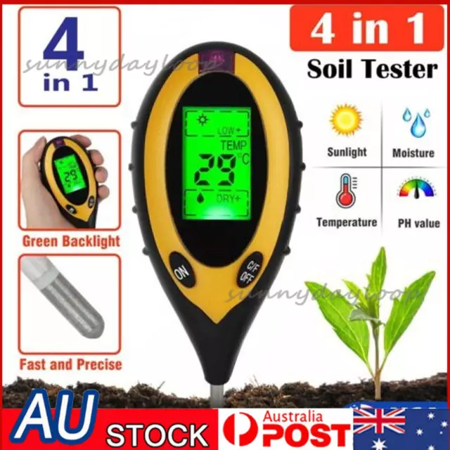 4 in 1 Soil PH Tester Water Moisture Test Meter Kit Garden Plant Testing Tools
