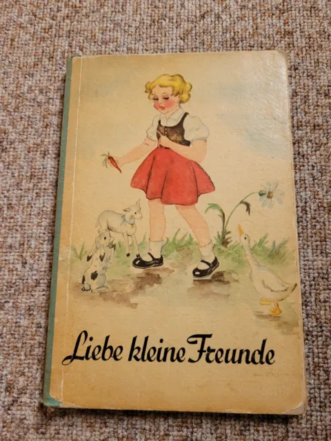 tolles altes Kinderbuch Liebe kleine Freunde Pappbilderbuch um 1930 Blumen