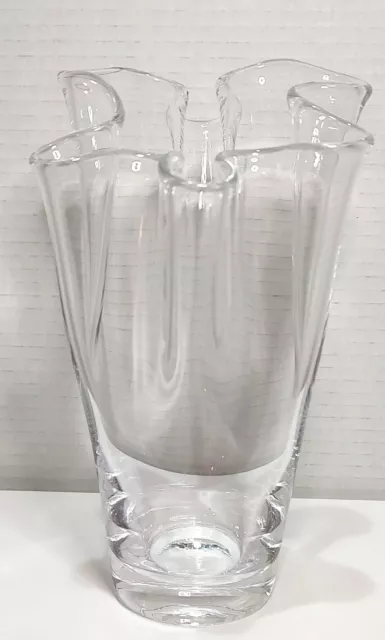 Art Glass Handkerchief Ruffle Vase Hand Blown Clear 2