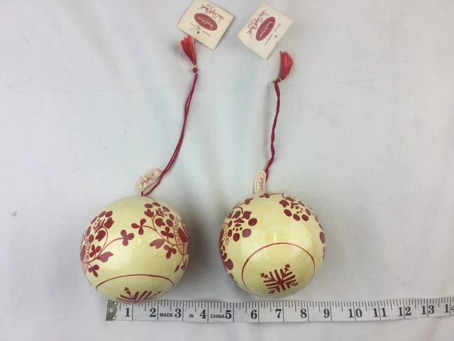 Two Norway Belika Designs Lise Skjak Braek Ball Christmas Ornaments Painted