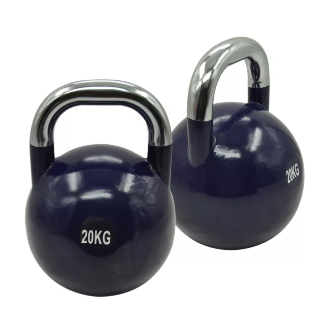 2 x 20kg - Steel Pro Grade Competition Kettlebell Weight - Home Gym Strenth