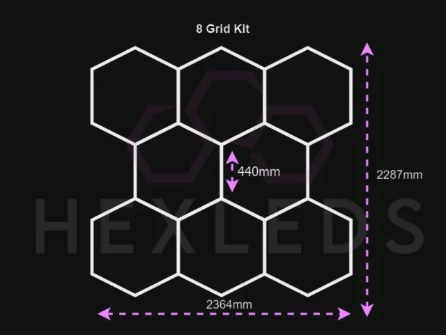 8 Grid Hexagon Lighting System  Car Detail Home Garage Workshop Retail Lighting