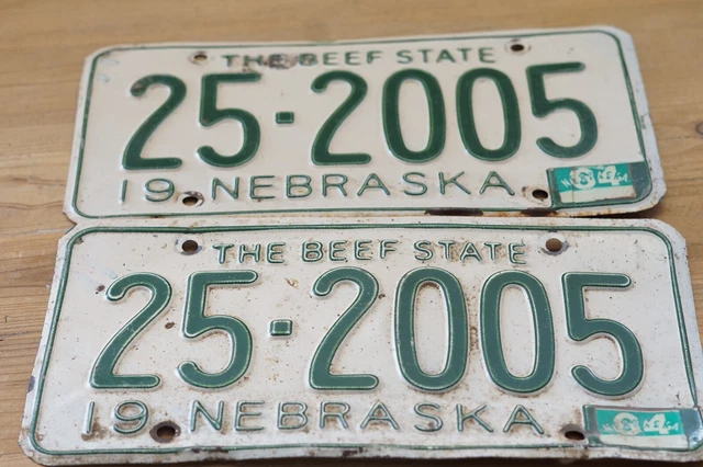 2 Nebraska 1964 1963 ?? Old License Plates Plate Tag Vintage 25 Butler County
