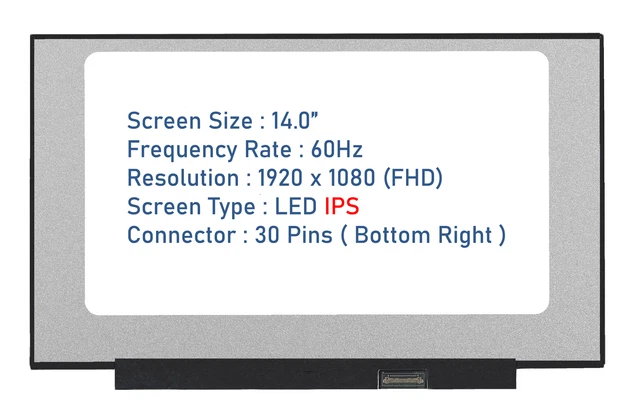 14" LED IPS FHD Dell DP/N 4K1TH CN-04K1TH BILDSCHIRMPANEL 30 PIN KEINE HALTERUNG 3