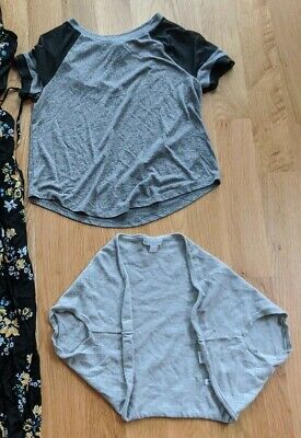 Divided Sz 2 S Black Top New York & Co Gray Cardigan Shrug Sweater XS