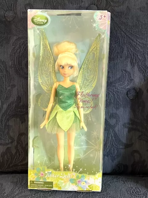 Disney Store Fairy Tinker Bell Doll 10" Flutter Wings Peter Pan