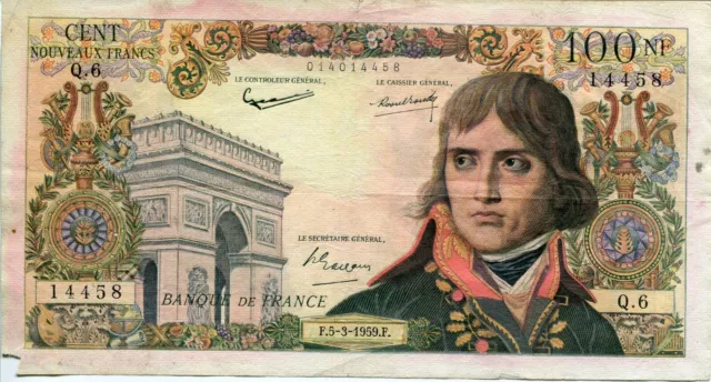 France, Billet de 100 Francs BONAPARTE du 05-03-1959 - Q.6 n° 014014458