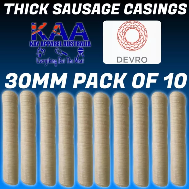 DEVRO 10 pack Thick Collagen Sausage Casings 30mm Butcher/Home Butchers/Hunters