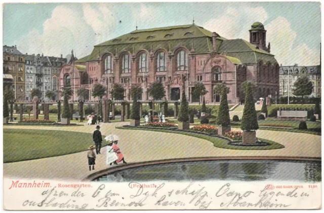 alte Ak Mannheim, Festhalle Rosengarten, gelaufen 1907