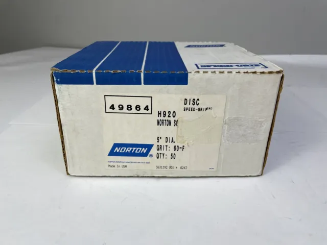 Norton Speed-Grip H920 49864 60 Grit-Felt Back Paper Sanding Disc Box of 50