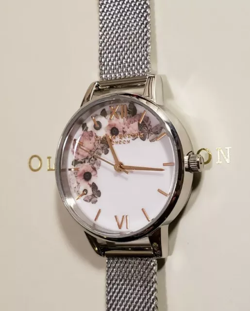 Olivia Burton Firma Florales Reloj Set Con 30mm Blanco Floral Cara