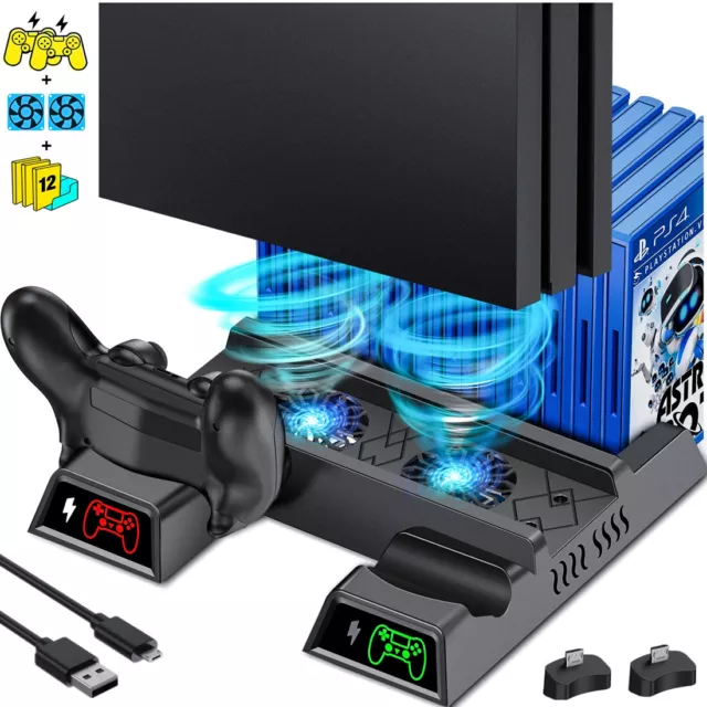 PS4 Controller Charging Dock Vertical Stand Cooling Fan For Sony Playstation 4
