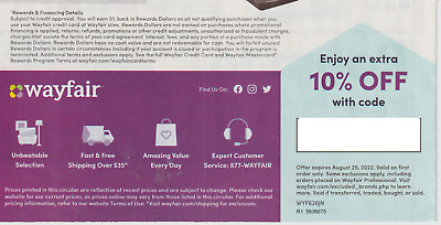 Wayfair Coupon: 10% Off, Valid on First Order Only, Expires 08/25/22 Fast