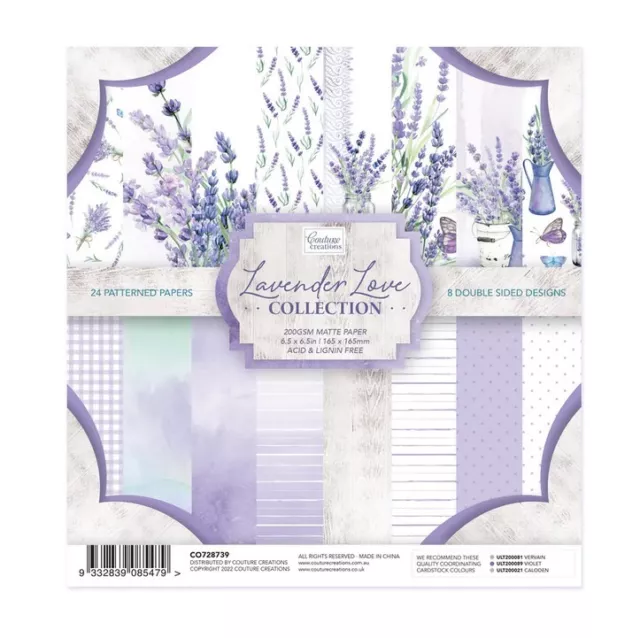 Couture Creations 6.5" Paper Pad - Lavender Love - 8 designs x 3 Card Making