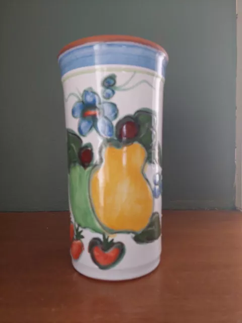 Italian Glazed Terracotta Wine Cooler Fruit Motif Italy