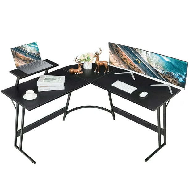 Black L-Shaped Computer Corner Desk Gaming Desk Home Office Table Writting Table