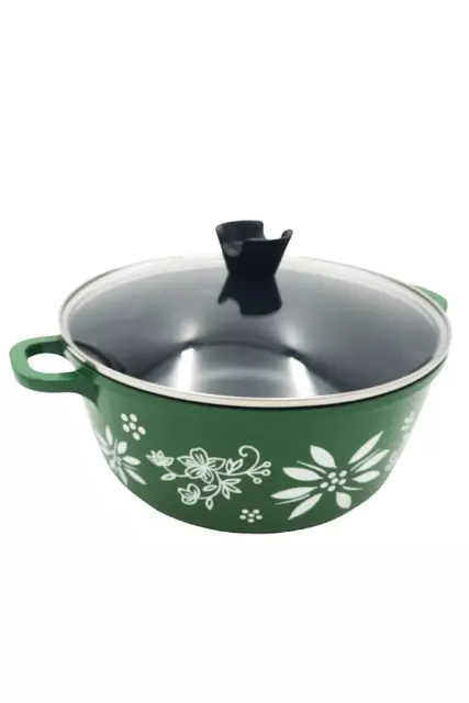 Temp-tations 6.55-qt Round Aluminum NonStick Casserole Dish Pot Pan in Green