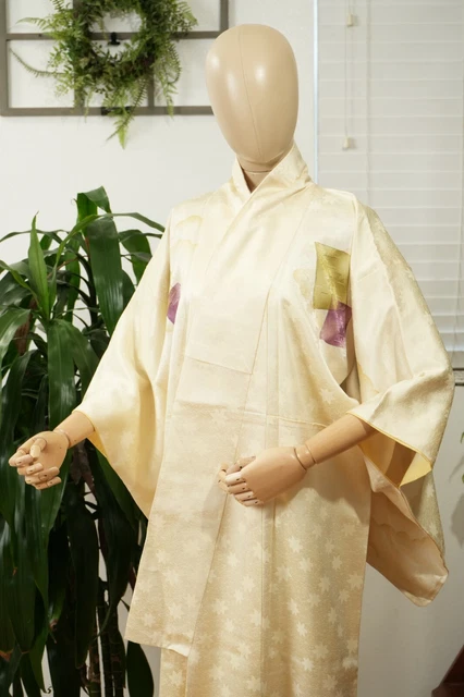 Dear Vanilla Japanese Silk Kimono Women's Robe Gown Authentic Japan Vintage Mint 2