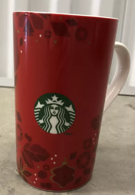 Starbucks Red & Gold 2013 Tall 16 oz Ceramic Christmas Holiday Mug