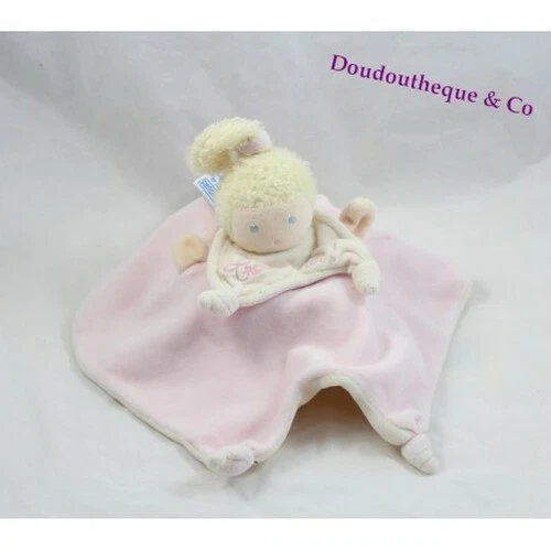 Doudou réversible poupée NOUNOURS cache toi fille lutin rose jaune (VA)