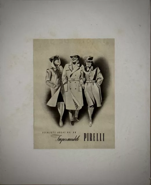 IMPERMEABILI PIRELLI-Pubblicita' originale su cartoncino -vintage-'50-