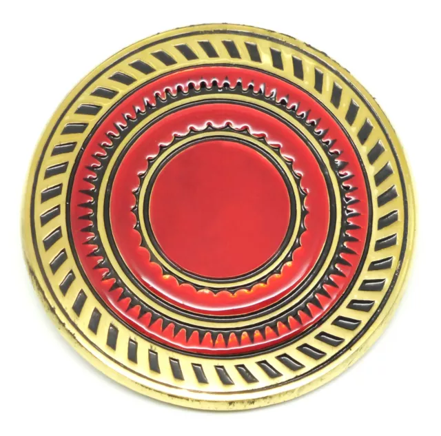 Circular Belt Buckle Solid Brass Round Design in Red  Authentic Baron Buckles