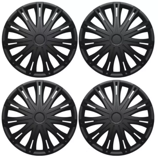 Universal Fitting Wheel Trim Hub Caps Cap Plastic Covers Full Set Black 16 Inch