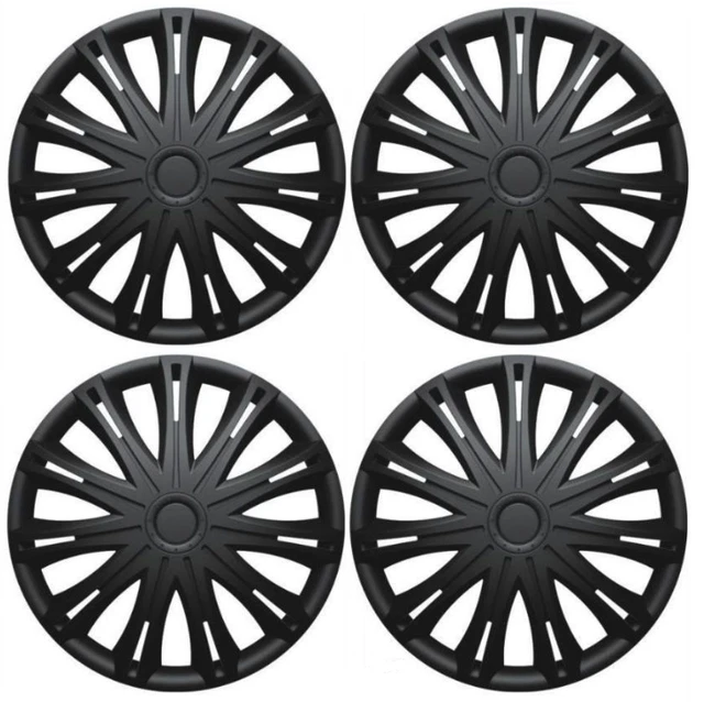 Universal Fitting Wheel Trim Hub Caps Cap Plastic Covers Full Set Black 16 Inch