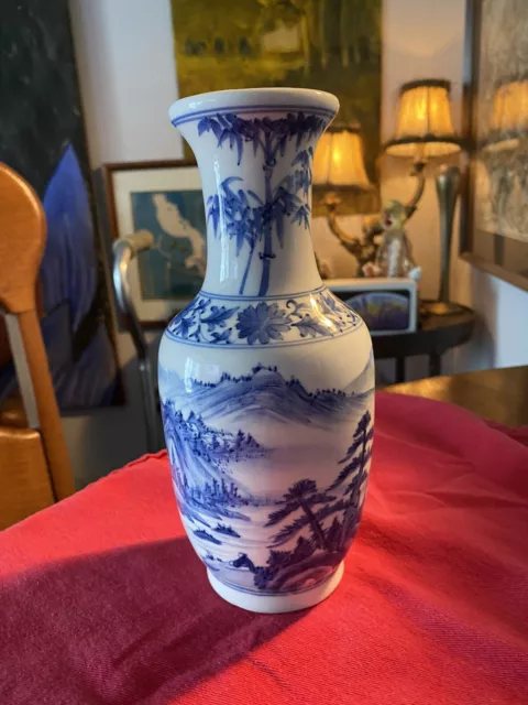 Chinese Small Blue and White Porcelain Vase Signed