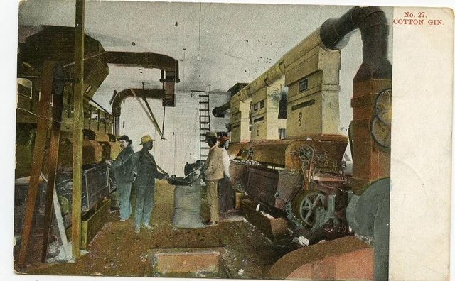 Vintage Black Americana 1907 Cotton Gin postcard