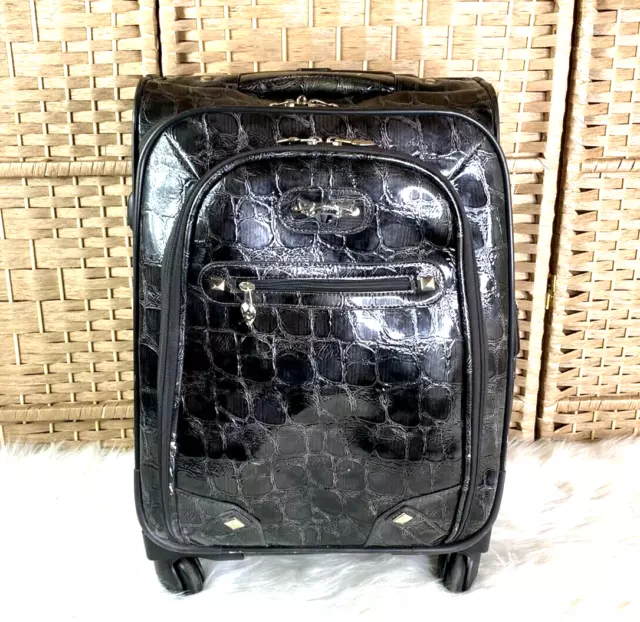 Black Croco Rolling Suitcase Kathy Van Zeeland 22 inch spinner Expandable Travel