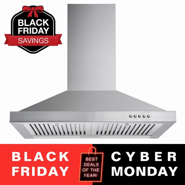 Wall Mount 30IN Range Hood Kitchen Vent 450CFM Stainless Steel Ducted/Ductless