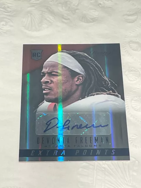 2014 Panini Prestige Extra Points Blue Signatures Devonta Freeman Rookie Auto RC