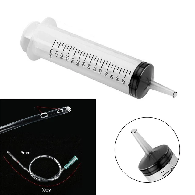 Seringue en plastique polyvalente 150 ml avec tube pratique - réutilisable et g