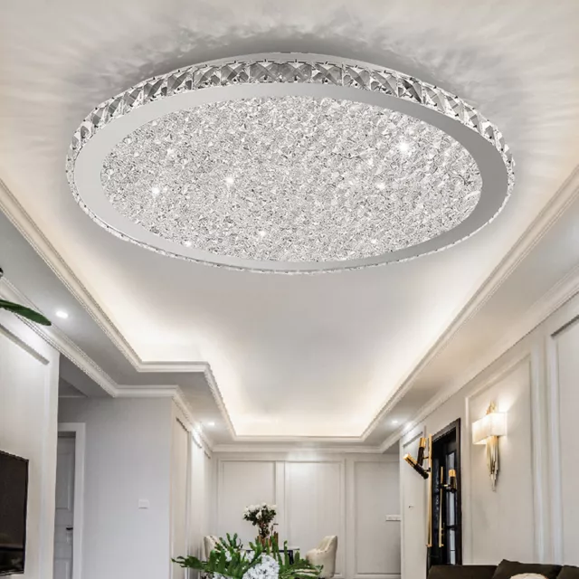 Modern Flush Mount Crystal Chandelier LED Ceiling Light Pendant Lamp Fixture USA