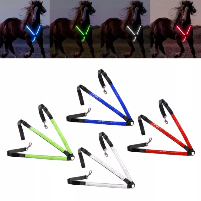 LED Horse Breastplate Collar Equestrian Safety Equipment 3 Lighting Modes