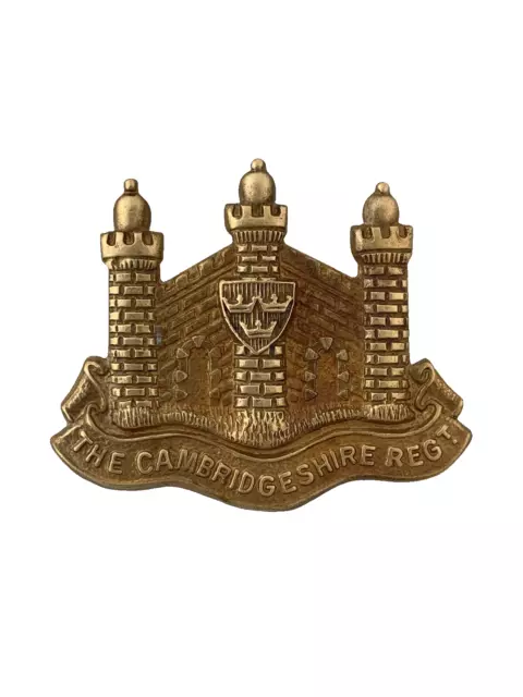 British Army Cambridgeshire Regiment Metal Cap Badge BRASS WWI MODEL