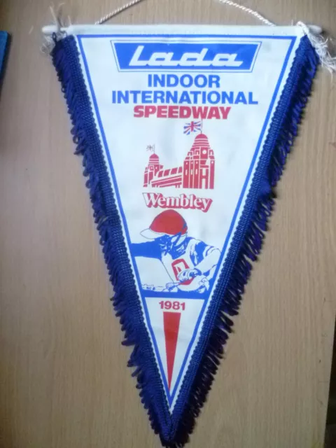 1981 LADA INDOOR INTERNATIONAL Speedway Pennants (apx.34x22 cm)