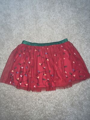 Holiday Time Skirt Size XL 14-16 Christmas Lights over all and sheer Overlay