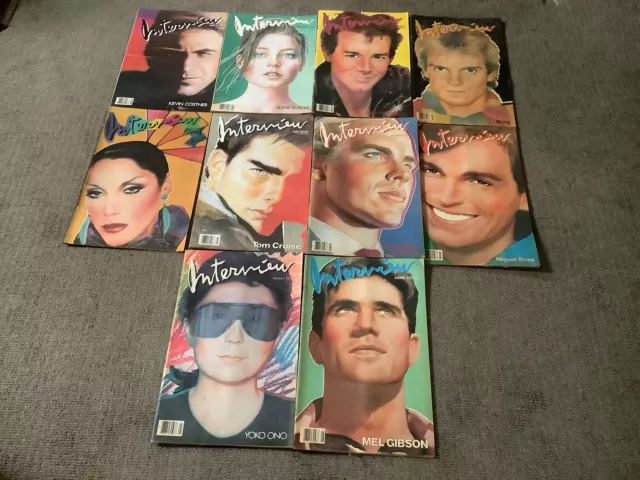 Lot of 10 Interview Magazines 1980’s Warhol,Pop Culture