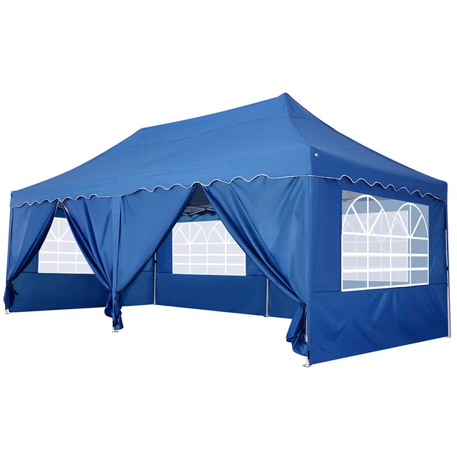 Pavillon 3x6m Flatpavillon Partyzelt Blau Stabil Wasserdicht UV Gartenpavillon