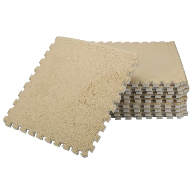 10 Piece Interlocking Foam EVA Fuzzy Mat Flooring  Carpet Tiles for Kids -5615