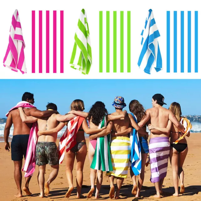 Striped Extra Large Microfibre Lightweight Beach Towel Quick Dry Travel Towel