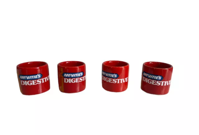 Retro Vintage egg cups x 4 Mcvities Digestive Biscuits Red