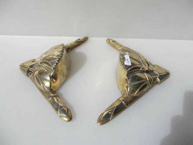 Vintage Brass Ormolu Hardware Corner? Mounts Antique Art Deco Nouveau Old Pair