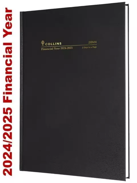 2024-2025 Financial Year Diary Collins A5 2 Days to a Page Black 28M4.P99