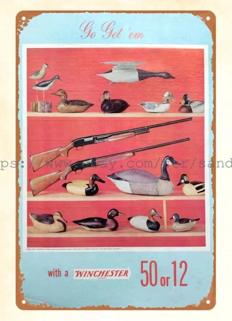 WINCHESTER DUCK DECOY firearm ammo hunting metal tin sign cool art for ...