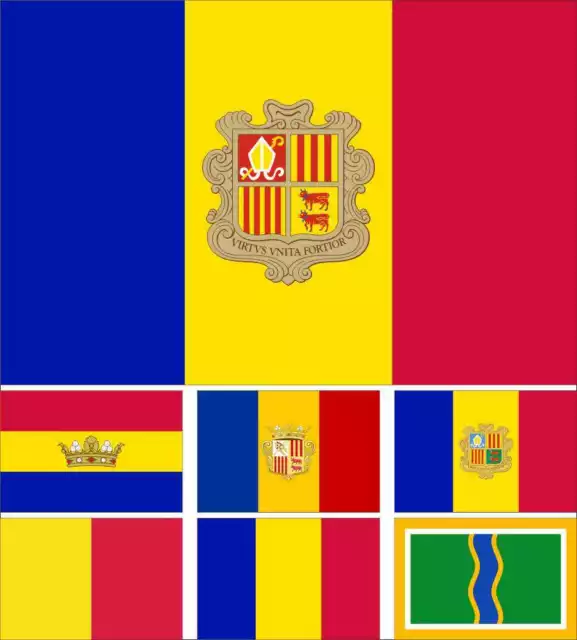 Andorra Flag Andorra la Vella Historical National State Provinces City Banner